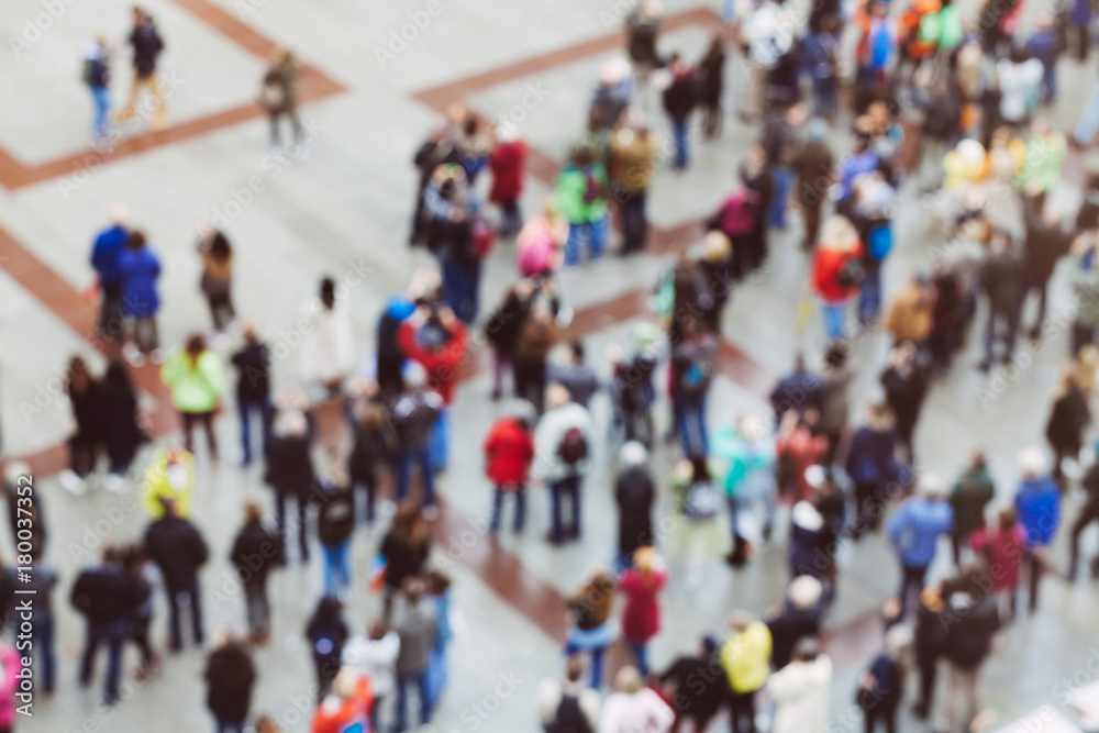 crowd of people on the street from above, blurred people crowd of people on the street from above, blurred people
