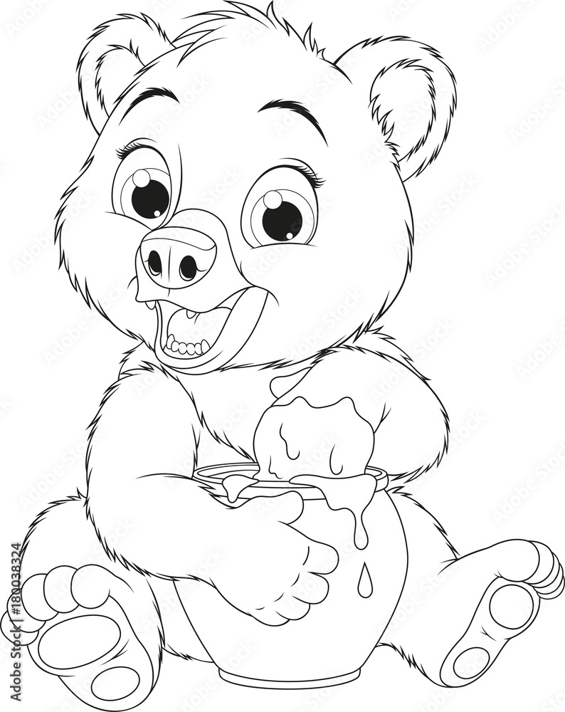 Funny bear with a pot of honey Funny bear with a pot of honey