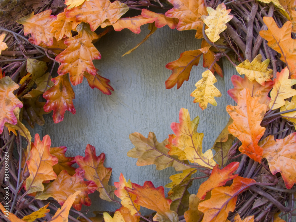 Wreath of Fall Colored Leaves