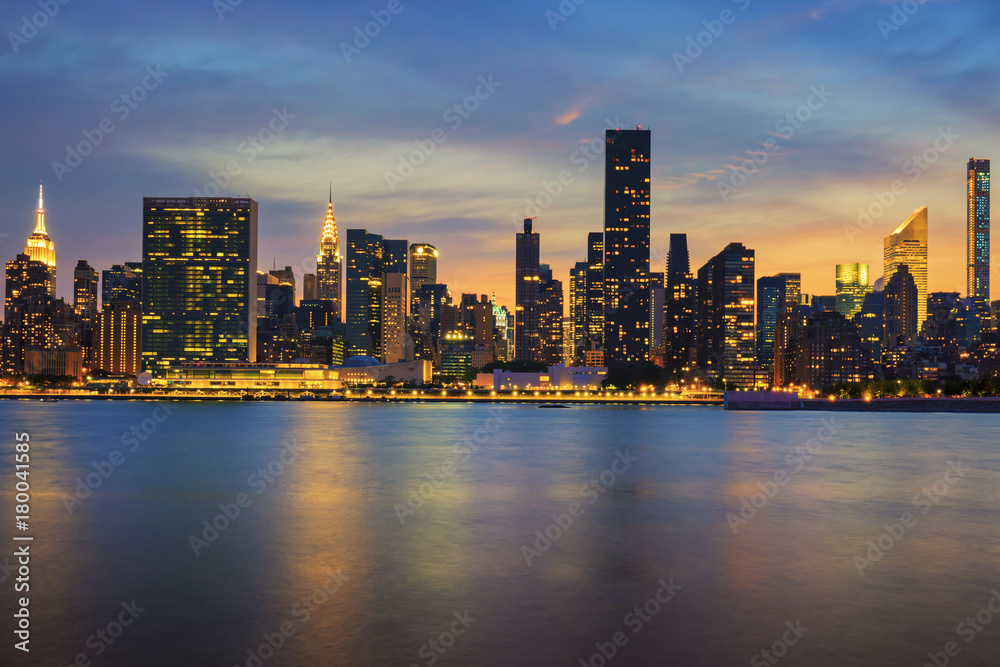 View of New York at sunset