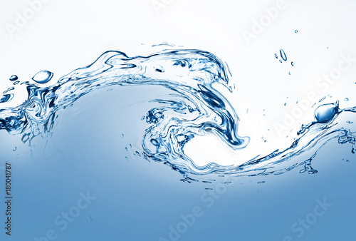 water splash with bubbles isolated on white