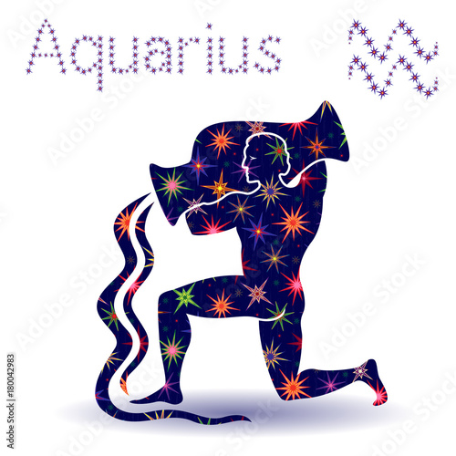 Zodiac sign Aquarius stencil