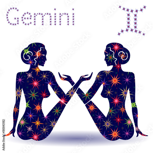 Zodiac sign Gemini stencil