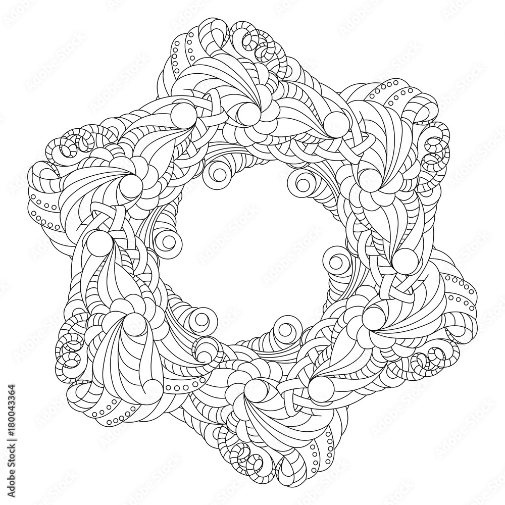 Vector mandala in black and white. Round pattern for coloring. Abstract frame