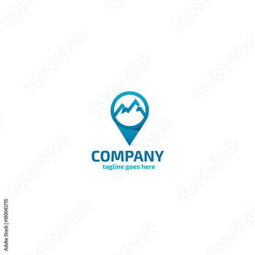 Mountains travel, Geo tag logo.