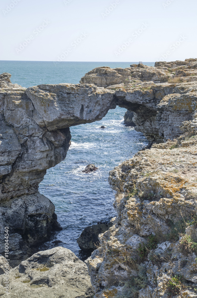 The rock arch in the sea near the village of Tyulenovo, Bulgaria