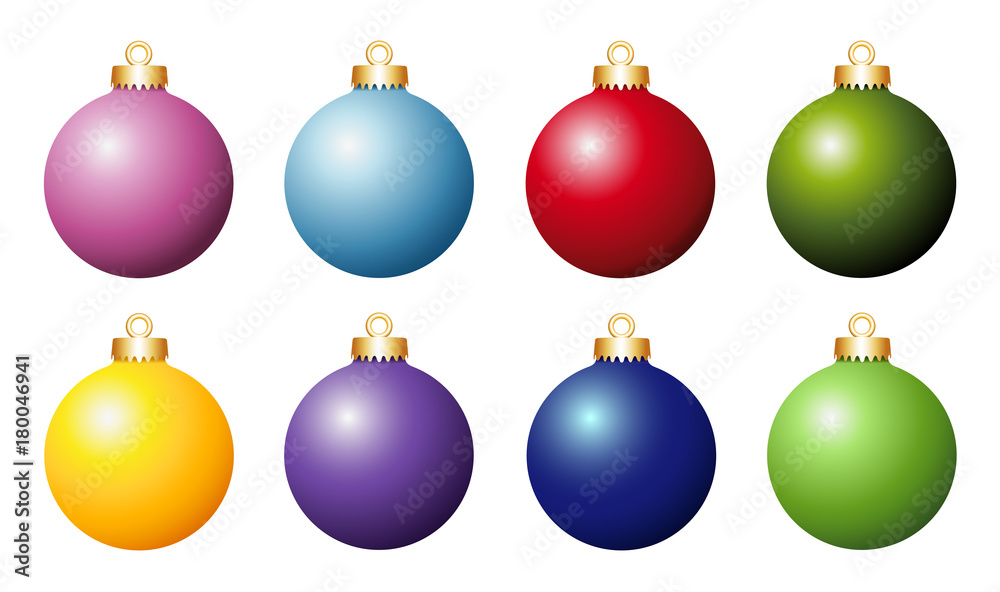 Weihnachtskugel Sammlung Bunte Tannenbaum Christbaum Kugeln Vektor  Illustration isoliert auf weißem Hintergrund Stock-Vektorgrafik | Adobe  Stock
