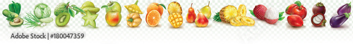 Colorful set fruits and vegetables