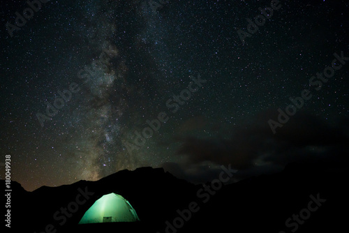 Stars, Milky Way Galaxy over Camp Tent