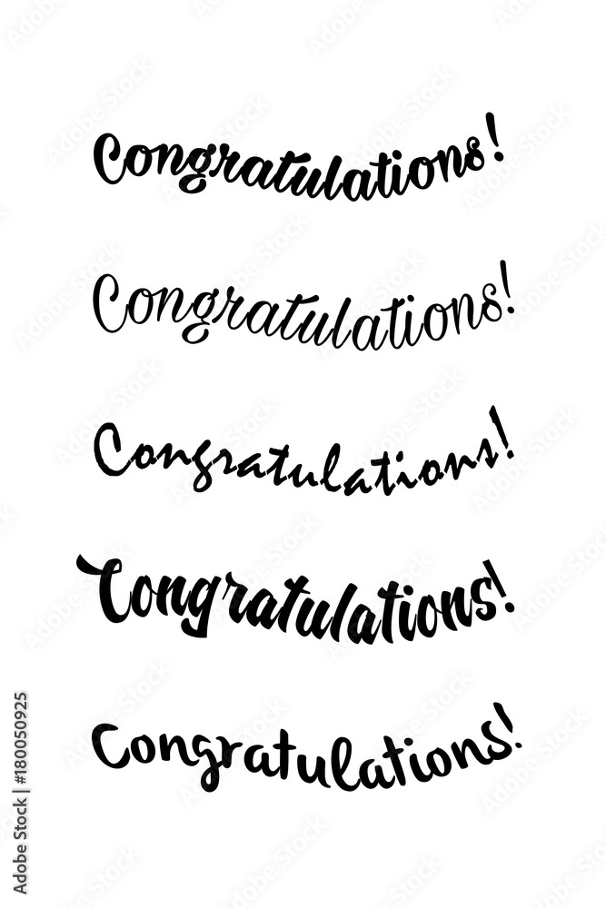 Congratulations lettering. Calligraphy handwritten phrase. Congratulations lettering. Calligraphy handwritten phrase.