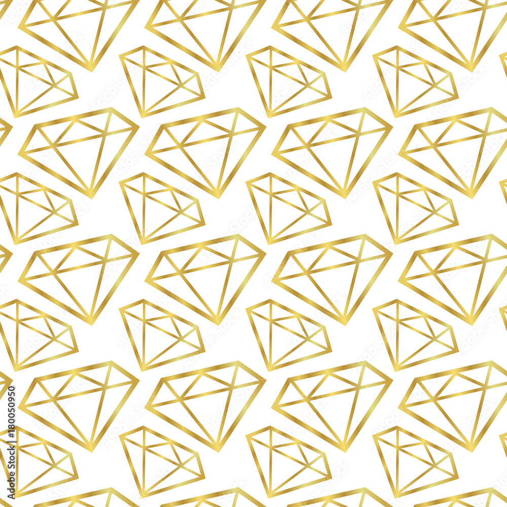 Diamonds seamless pattern. Vector girly background in gold color. Fashion wrapping or fabric pattern. Diamonds seamless pattern. Vector girly background in gold color. Fashion wrapping or fabric pattern.