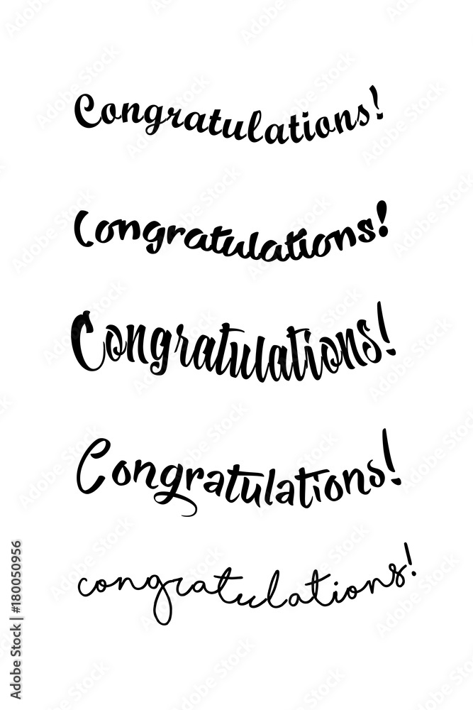 Congratulations lettering. Calligraphy handwritten phrase. Congratulations lettering. Calligraphy handwritten phrase.