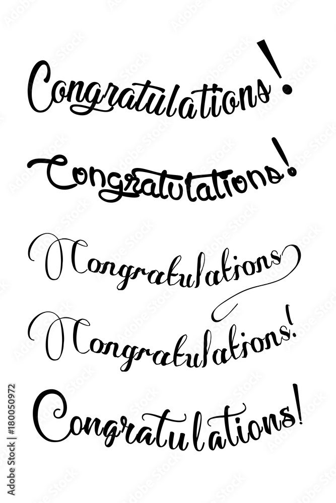 Congratulations lettering. Calligraphy handwritten phrase. Congratulations lettering. Calligraphy handwritten phrase.