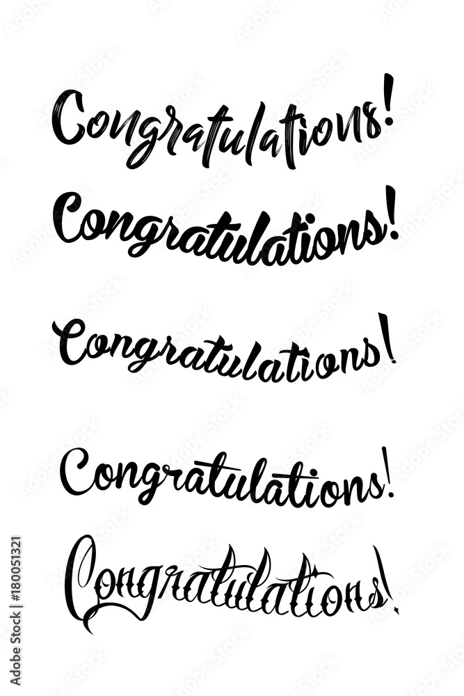 Congratulations lettering. Calligraphy handwritten phrase. Congratulations lettering. Calligraphy handwritten phrase.