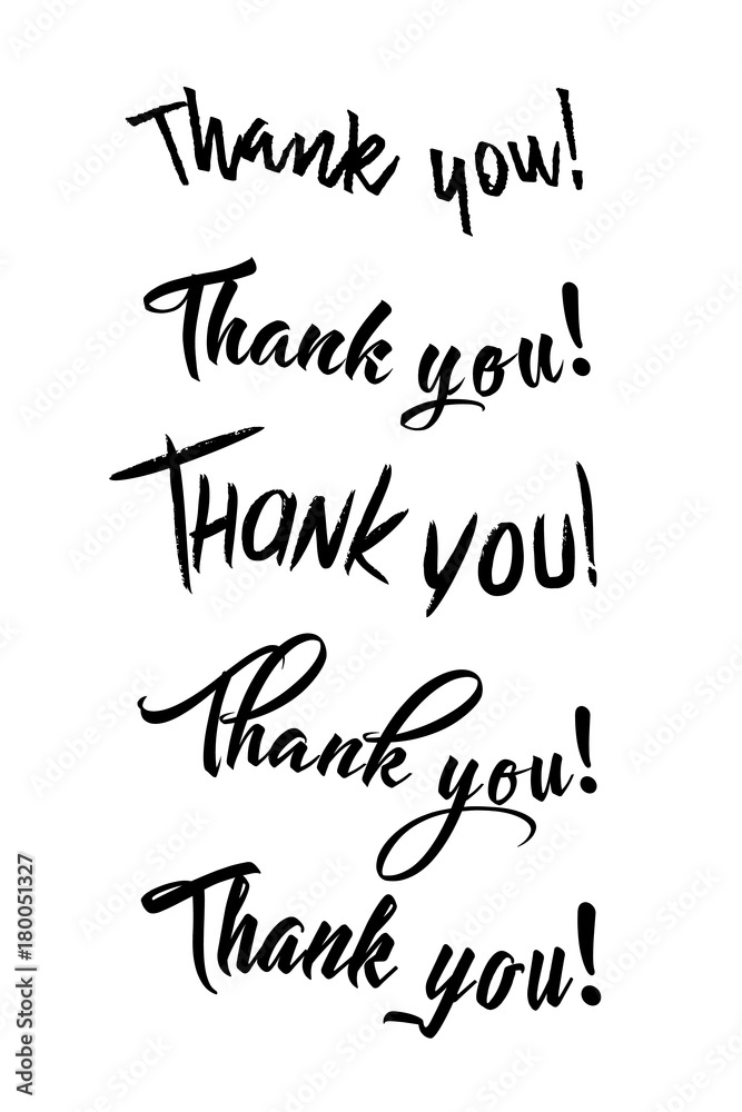 Obraz premium Thank You calligraphy. Handwritten ink lettering. Brush painted letters. Vector illustration. Hand drawn design elements. Thank you card. Modern brush calligraphy.