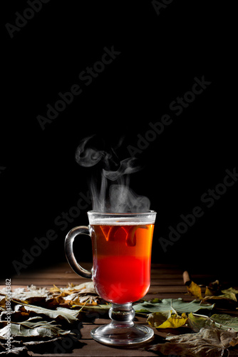 Delicious fresh lemon tea with honey, cinnamon mandarin and ginger