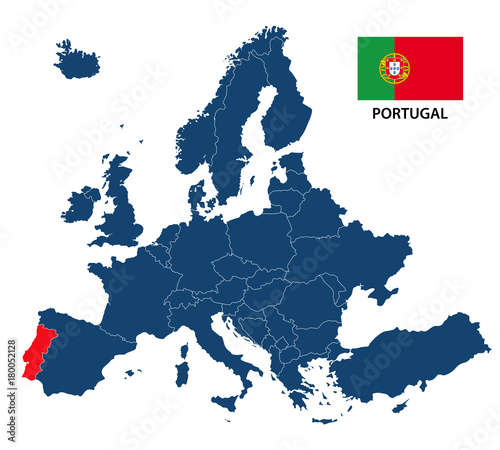 Isometric map of Europe with highlighted country Portugal 1838043 Vector  Art at Vecteezy