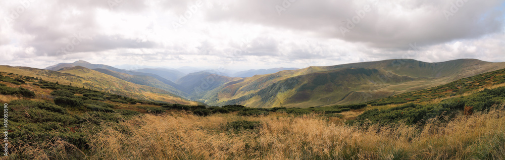 Beautiful view of the Carpathian Mountains. Dragobrat. Ukraine. Panoramic. Beautiful view of the Carpathian Mountains. Dragobrat. Ukraine. Panoramic.