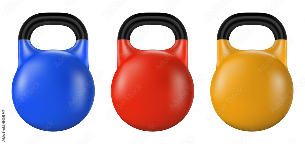 Fototapeta premium Set of gym kettlebell isolated. Realistic vector