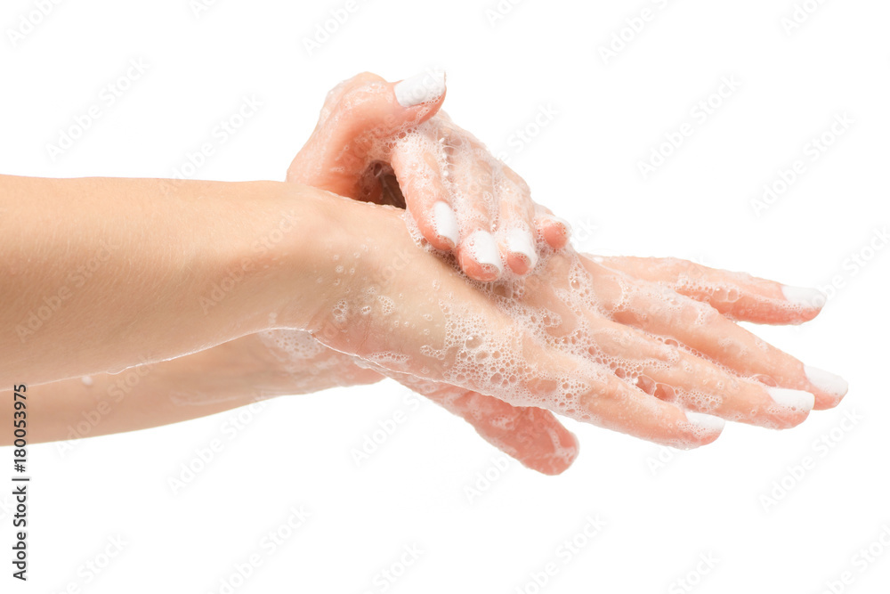 Soapy female hand foam Soapy female hand foam