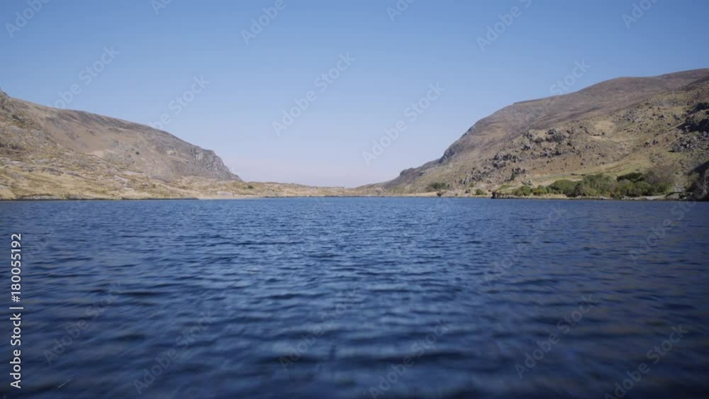 Beautiful Aerial Drone Shot Of Calm Lake Against Blue Sky Beautiful Aerial Drone Shot Of Calm Lake Against Blue Sky