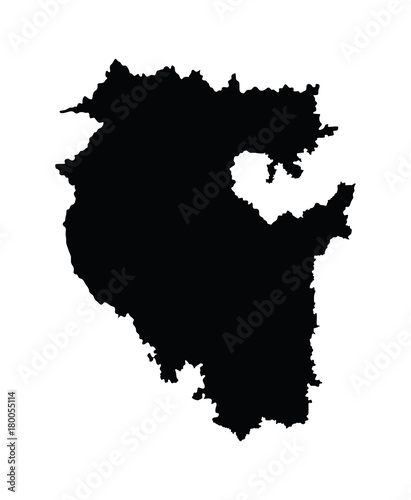Republic of Bashkortostan vector map isolated on white background. High detailed silhouette illustration. Russia oblast map illustration.