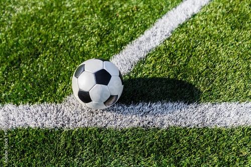 Soccer Ball on the Corner of a Soccer Field