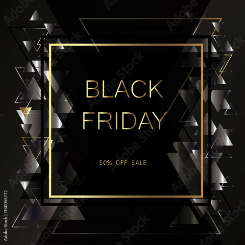 Black Friday, discounts, sale. Geometric, abstract. Vector illustration with triangles.