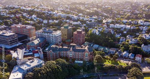 Victoria University, Wellington New Zealand, Sunset Aerial  photo