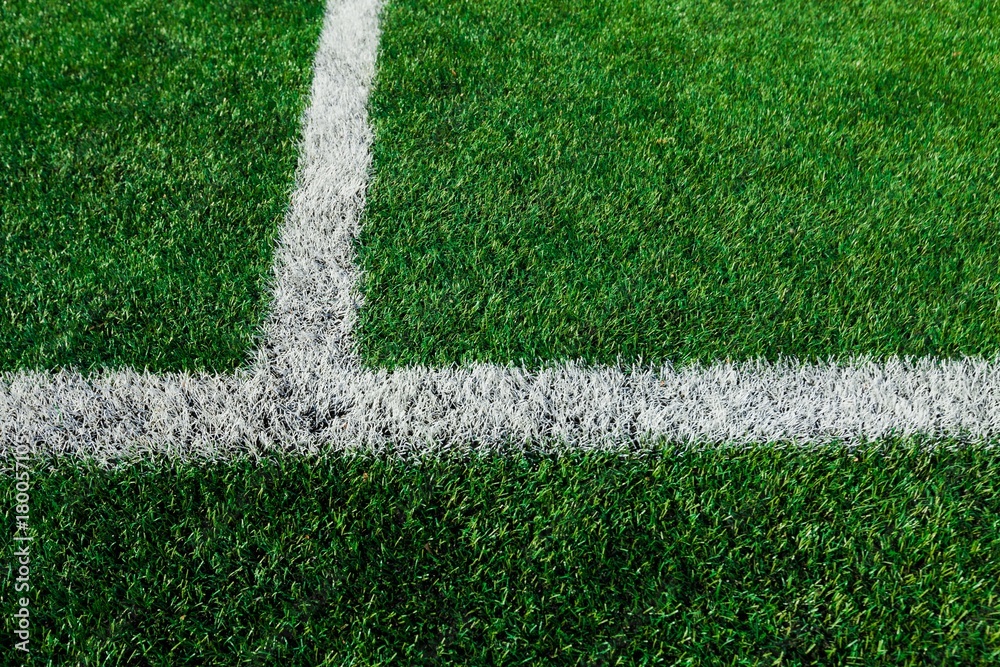 Closeup of White Stripes on a Soccer Field