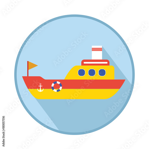 Small Flat Motor Boatn With Long Shadow
