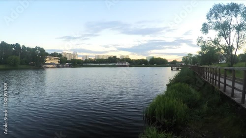 Wallpaper Mural Walkway Along The pond In The city Park Timelapse Torontodigital.ca
