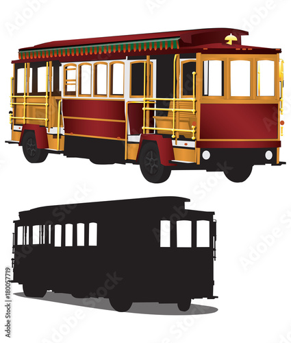 San Francisco Tour Cable Car Trolley Illustration Vector