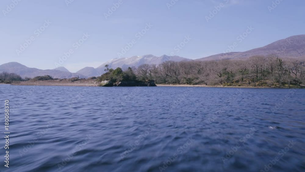 Aerial Drone Shot Of Lake And Bare Trees Against Mountains Aerial Drone Shot Of Lake And Bare Trees Against Mountains