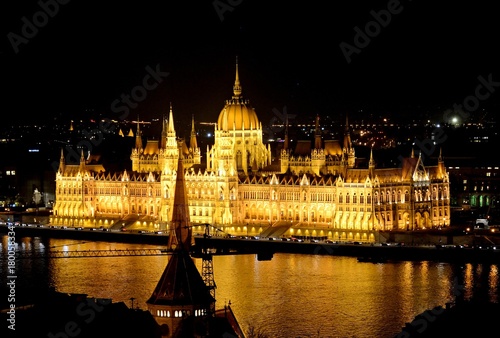 The parliament building at night, Budapest, Hungary
