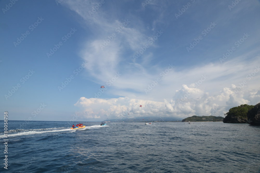 Banana boat and parachutes in Boracay