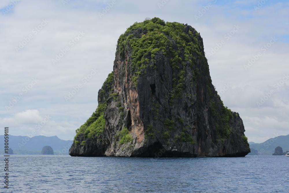 Green rock in Boracay sea