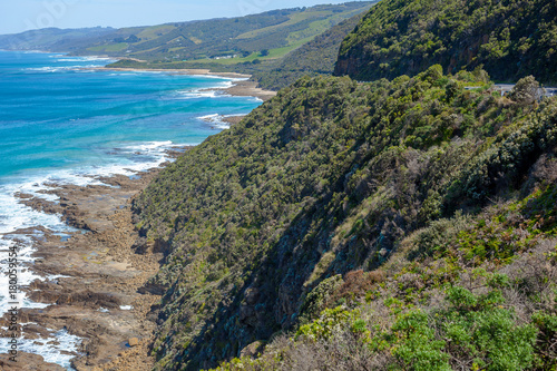 Rocky, wild coastline along the Great ocean road, Victoria, Australia