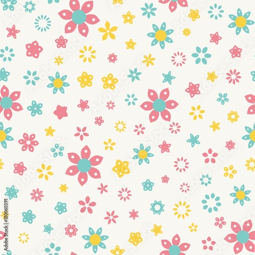 Seamless floral pattern with light background. Vector repeating texture.