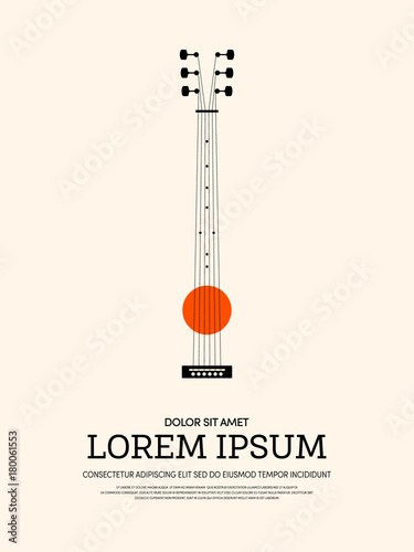 Guitar music retro vintage poster background