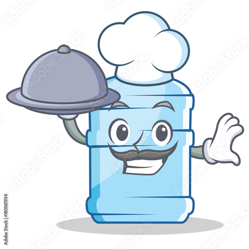 Chef with food gallon character cartoon style