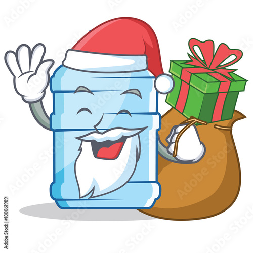 Santa with gift gallon character cartoon style