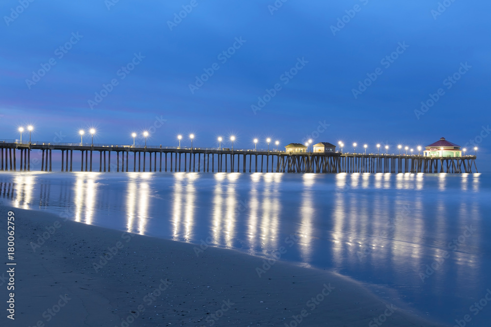 Beach pier at dawn in Southern California