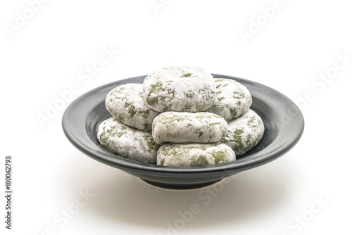 green tea mochi with red bean