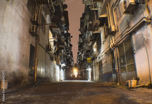 Alley in the night in Kuala Lumpur poor suburb