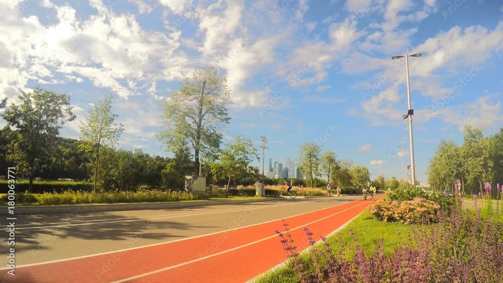Path For Active Sports In summer Park Timelapse Path For Active Sports In summer Park Timelapse