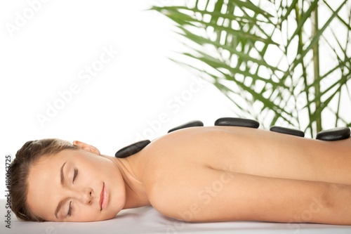 Portrait of a Woman Getting a Hot Stone Massage