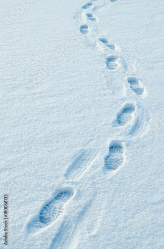 Human footprints in the snow.