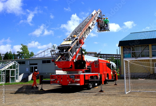 Ladder truck of emergency drills