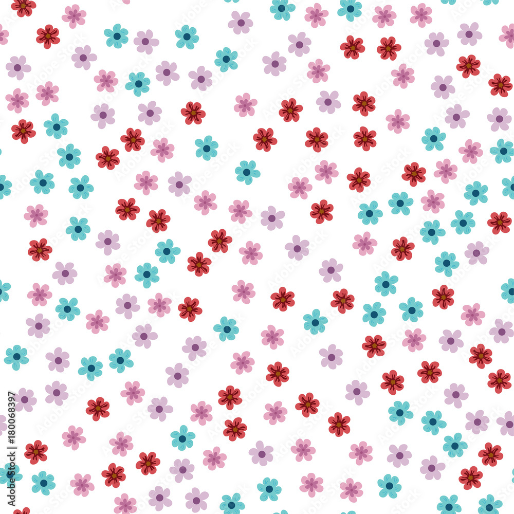 seamless pattern of colored flowers on a white background. seamless pattern of colored flowers on a white background.